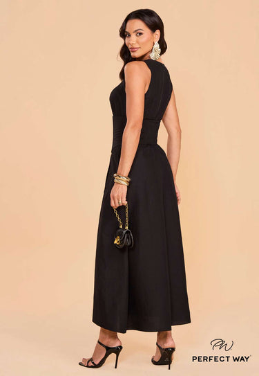 NV56195 - PW MAXI MIDI DRESS WITH LINED BODY
