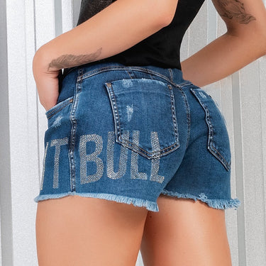 40839 PITBULL SHORTS ESCRITO P/B AZUL MEDIO
