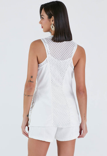 RV05263- PW LASER CUT VEST WITH STONES