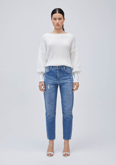 503BL001356 - LP OFFWHITE SLEEVE TRICO BLOUSE