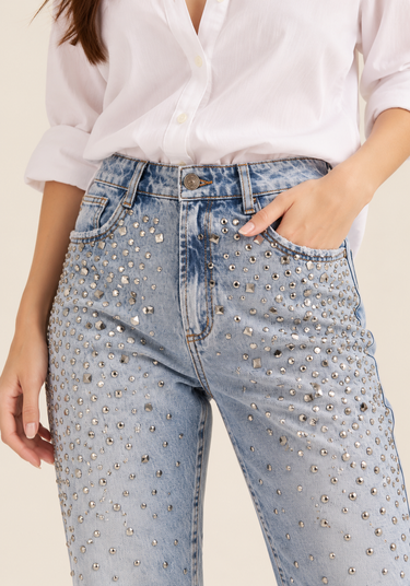 501CF005419 - LP CALCA JEANS RETA STRASS