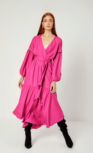 VES28495 - DIMY LONG SLEEVE MIDI DRESS
