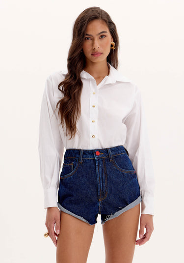 501SH002794 - LP SHORT JEANS COMFORT HIGH DESFIADO C/LENÇO