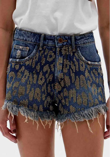 501SH002852 - LP SHORT JEANS CONFORT COM APLICAÇÃO E CINTURA ALTA