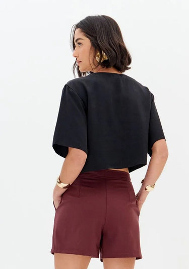 502BF000544 LP SHORT ALFAIATARIA COM PREGAS FRONTAIS