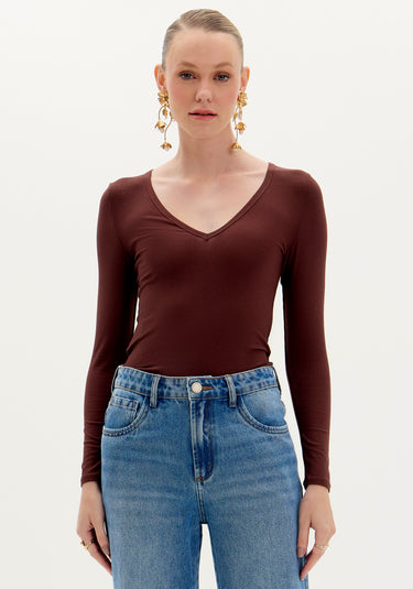 502BL007309 - LP BLUSA CANELADA DECOTE V LONGA