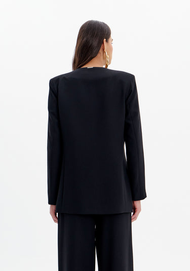 502BZ000888 - LP BLAZER ALONGADO COM LAÇO E DECOTE EM V