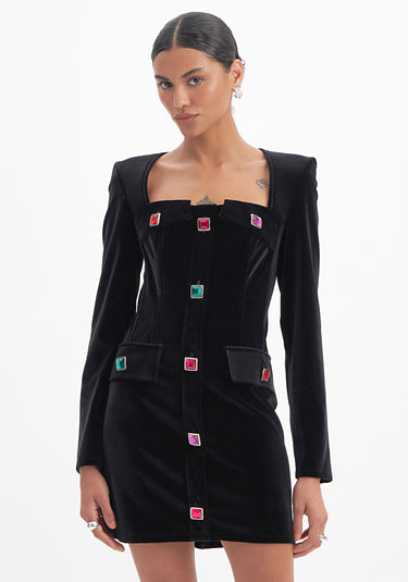 502VE008001 - LP VESTIDO CURTO COM BOTÕES PRETO