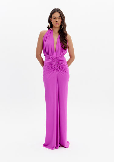 502VE011012 - LP VESTIDO LONGO FRENTE UNICA DRAPEADO