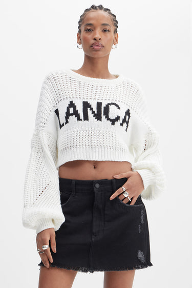 503BL001391 - LP CROPPED SLEEVE KNITTING BLOUSE