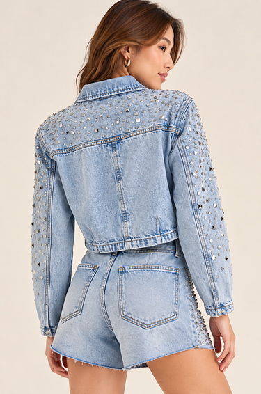 501JA000563 Jeans Jacket with Rhinestones Lança Perfume
