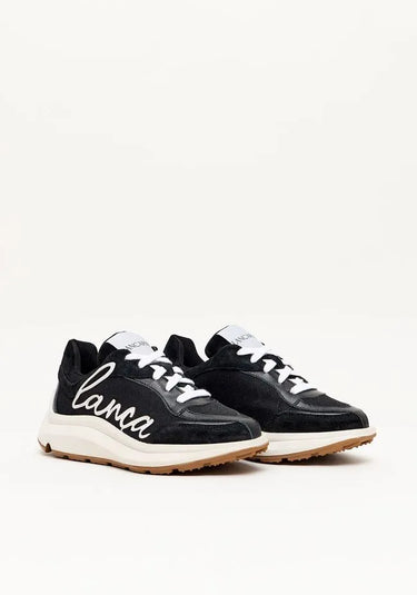 537TE001068 - LP TENIS DE COURO COM RECORTES E LOGO LANÇA