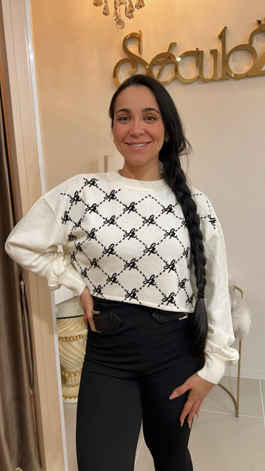 503BL001584 - LP KNITTED BLOUSE WITH APPLICATION