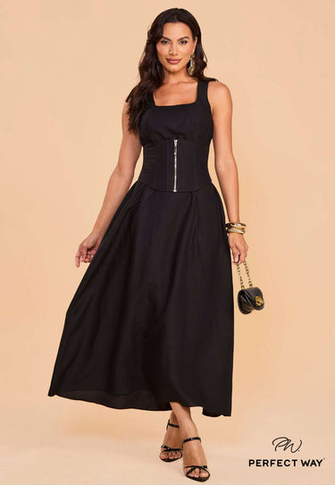 NV56195 - PW MAXI MIDI DRESS WITH LINED BODY