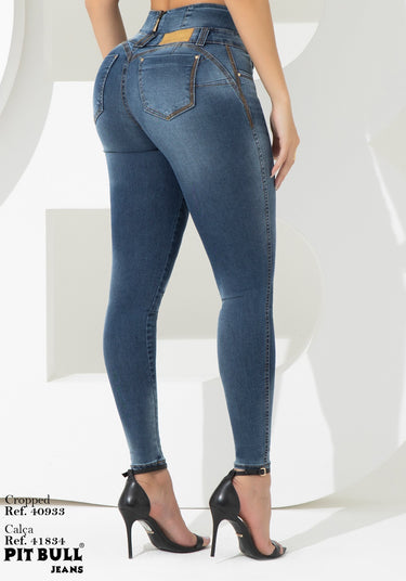 41834- PITBULL CALÇA SUPER SKINNY AZUL MEDIO