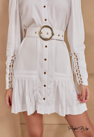 PW WHITE CHAMISIE DRESS WITH BELT