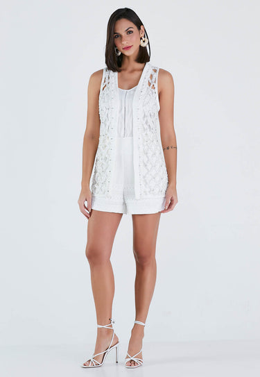 RV05263- PW LASER CUT VEST WITH STONES
