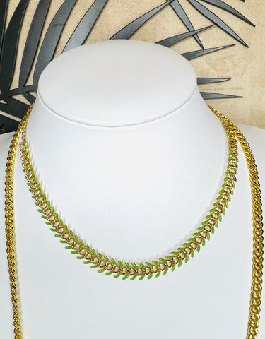 230203-20 IMPORTED DOUBLE DT GREEN NECKLACE