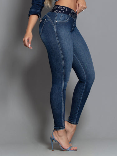 66428- PITBULL CALÇA JEANS COM ELOGRAMA NO COS
