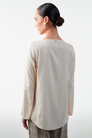BLU33613 - DIMY BLUSA MANGA LONGA MULLET COSTAS TECIDO PLANO