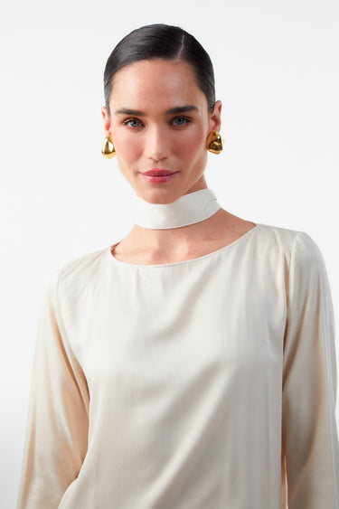 BLU33613 - DIMY BLUSA MANGA LONGA MULLET COSTAS TECIDO PLANO