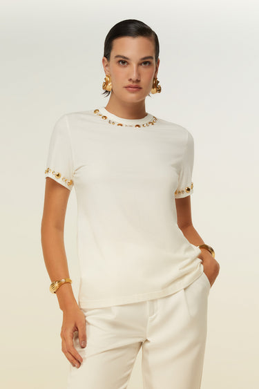 TSH34179 - DIMY T-SHIRT COMFORT COM BORDADO METAL
