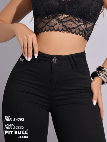 87532- PITBULL CALÇA PRETA DE COS ALTO