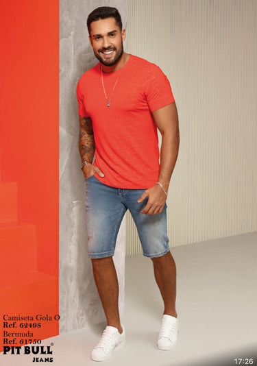 62498 PITBULL CAMISETA MASCULINA GOLA V