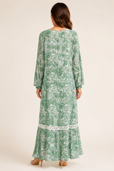 526VE000177- LP VESTIDO LONGO ESTAMPADO VERDE