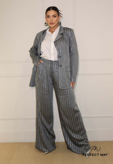 NO444164C - PW BLAZER COM OMBREIRA, BOTÕES, RECORTE COM LUREX PRATA