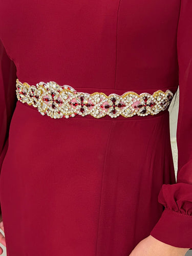 20241015-1 - IMPORTADO VESTIDO LONGO VINHO C/ DETALHE BORDADO