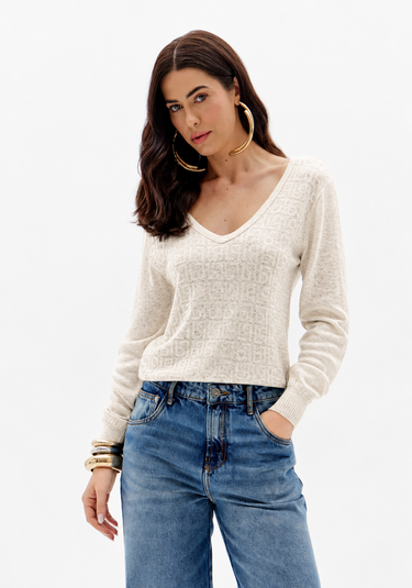 503BL001641 - LP BLUSA TRICOT COM APLICAÇÃO E DECOTE V