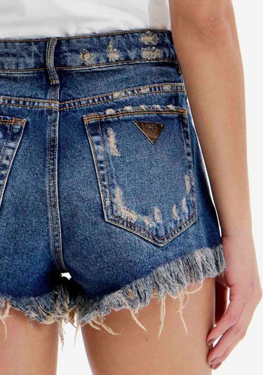 501SH002852 - LP SHORT JEANS CONFORT COM APLICAÇÃO E CINTURA ALTA