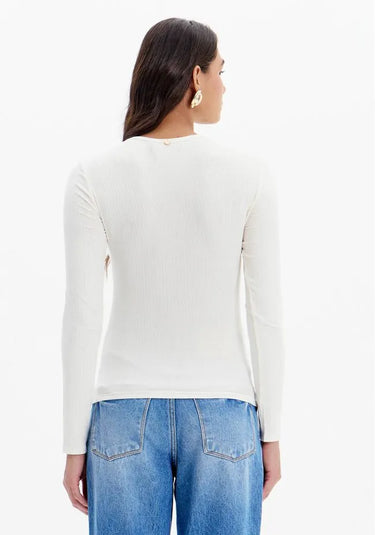 502BL008652 - LP BLUSA CANELADA MANGA LONGA COM APLICAÇÃO