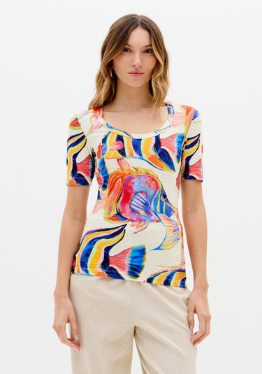 502BL009392 LP BLUSA GOLA U ESTAMPA TROPICAL MARINHA