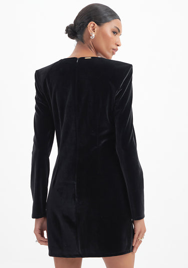 502VE008001 - LP VESTIDO CURTO COM BOTÕES PRETO