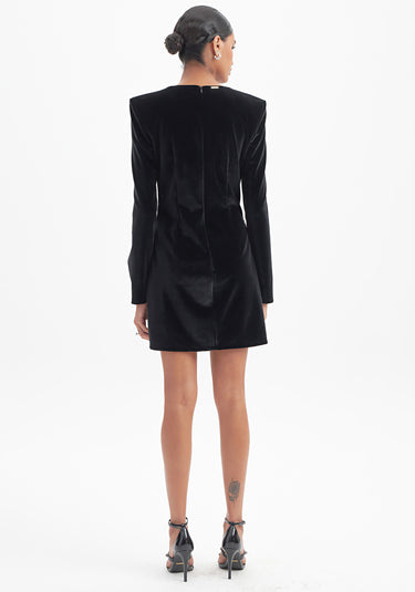 502VE008001 - LP VESTIDO CURTO COM BOTÕES PRETO