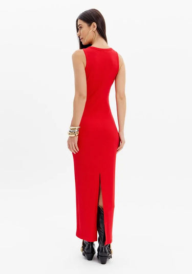 502VE011065 - LP VESTIDO CANELADO SUPER MIDI COM ENFEITE FRONTAL