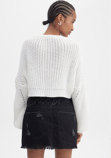 503BL001391 - LP CROPPED SLEEVE KNITTING BLOUSE