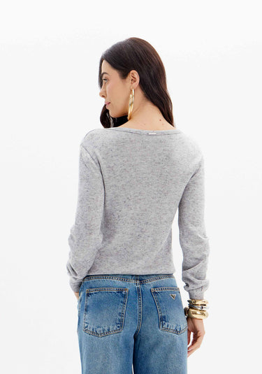 503BL001641 - LP BLUSA TRICOT COM APLICAÇÃO E DECOTE V