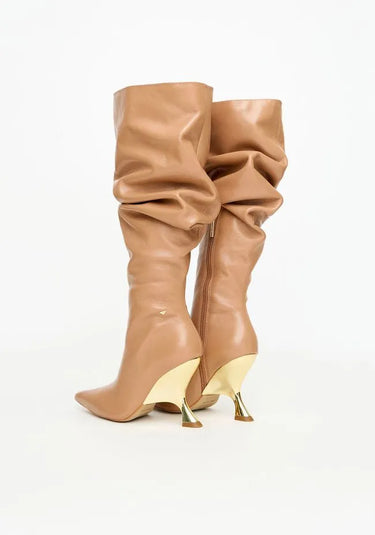 537BO000995 - LP BOTA SLOUCH CANO LONGO ANABELA EM COURO