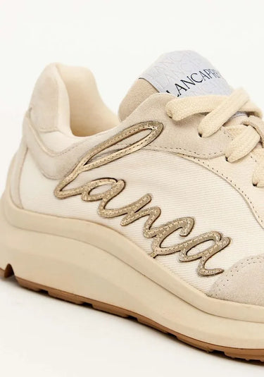 537TE001068 - LP TENIS DE COURO COM RECORTES E LOGO LANÇA