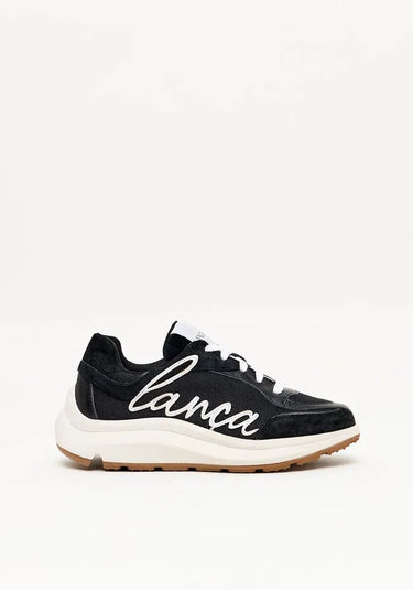 537TE001068 - LP TENIS DE COURO COM RECORTES E LOGO LANÇA