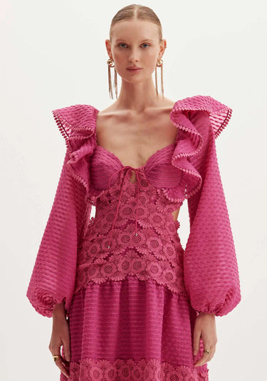 547VE000003 - AMARANTE VESTIDO LONGO COM CUT OFF