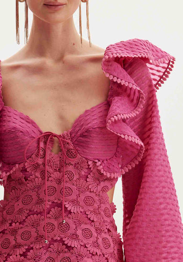 547VE000003 - AMARANTE VESTIDO LONGO COM CUT OFF