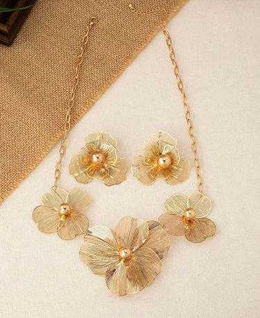 310526-1 IMPORTADO CONJUNTO BRINCO+COLAR FLORES