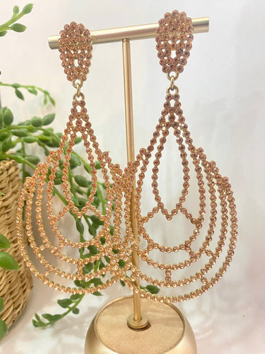 261219-1 IMPORTED MAXI STRASS ROSE EARRINGS