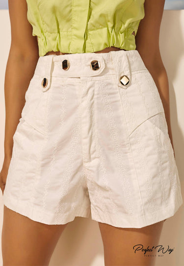 LV214304- SHORTS SARJA COM CINTO OFF WHITE