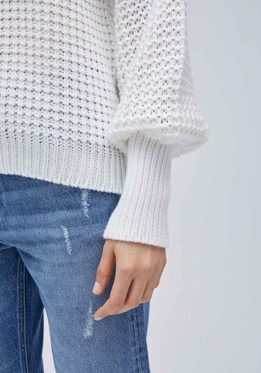 503BL001356 - LP OFFWHITE SLEEVE TRICO BLOUSE
