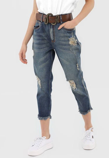 501CF003573-LP CALÇA JEANS CONFORT DET. RASGADO E CINTO